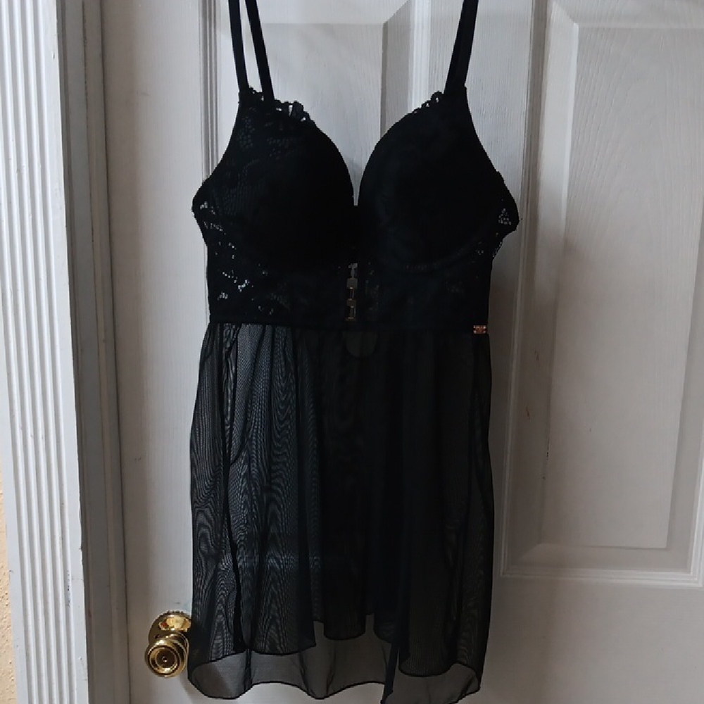 RACHEL Rachel Roy Black Chemise Intimates Sleepwear